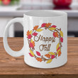Fall Coffee Mug - Autumn Leaf Coffee Mug - Harvest Mug - "Happy Fall"
