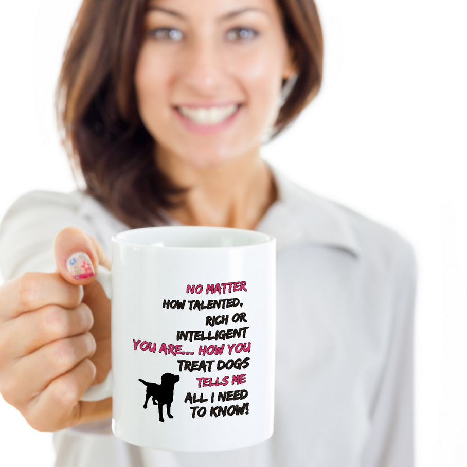 Dog Coffee Mug - Dog Lovers Gift - "No Matter How Talented Rich Or Intelligent You Are"