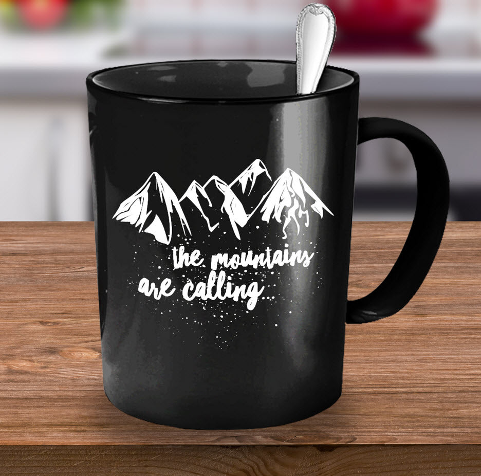 Mountain Climbing Coffee Mug - Hiking Mountaineering Wilderness Mug - "The Mountains Are Calling"