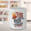 Camping Coffee Mug - Ceramic Campers Gift Idea - "Welcome To Our Campfire"