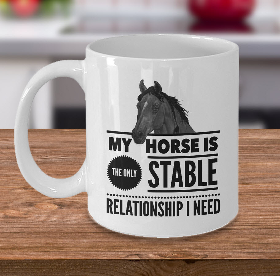 Horse Coffee Mug - Funny Horse Lovers Gift Idea - "My Horse Is The Only Stable Relationship I Need"
