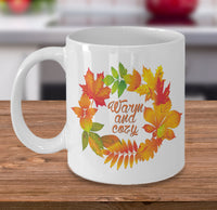 Load image into Gallery viewer, Fall Coffee Mug - Autumn Leaf Coffee Mug - Harvest Mug - &quot;Warm And Cozy&quot;
