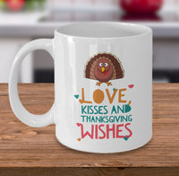 Load image into Gallery viewer, Thanksgiving Coffee Mug - Turkey Mug - Grateful Mug - &quot;Love, Kisses And Thanksgiving Wishes&quot;
