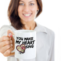 Valentines Day Coffee Mug - Anniversary Gift - Love Mug - Cute Heart Mug - "You Make My Heart Sing"