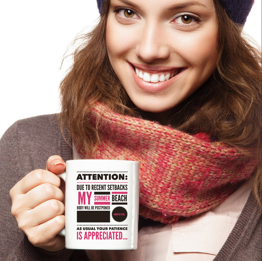 Weight Loss Mug - Funny Diet Themed Gift Idea For Men Or Women - "Attention Due To Recent Setbacks"