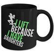 Weight Lifting Mug - Womens Or Mens Gym Mug - Fitness Gift - "I Lift Because I Have Daughters"