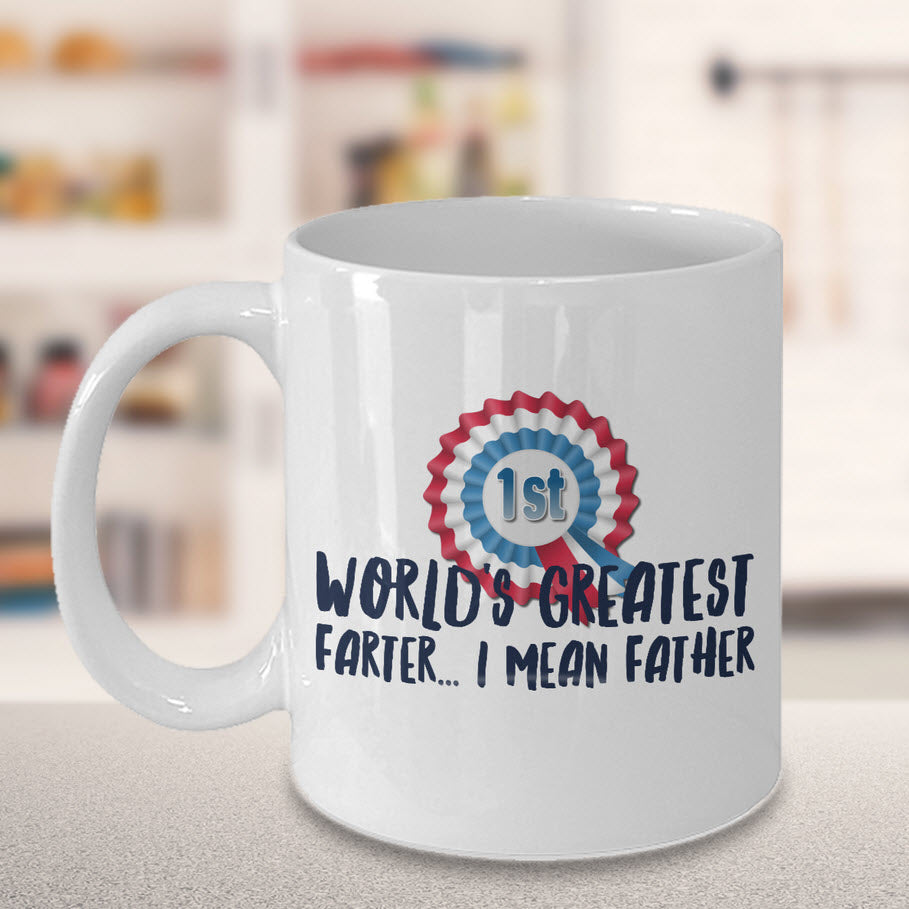Dad Coffee Mug - Funny Fathers Day, Birthday Or Christmas Gift For Dads - "World's Greatest Farter"