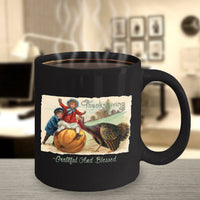 Load image into Gallery viewer, Thanksgiving Coffee Mug - Grateful Mug - Turkey Mug - Thanksgiving Gift - &quot;Grateful And Blessed&quot;
