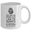 Cat Lover Coffee Mug - Cat Lover Gifts For Women And Men - Kitten Mug - "No Matter How Old I Am"