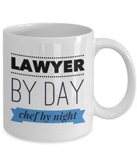 Load image into Gallery viewer, Lawyer Coffee Mug - Unique And Funny Gift For Lawyers - &quot;Lawyer By Day Chef By Night&quot;
