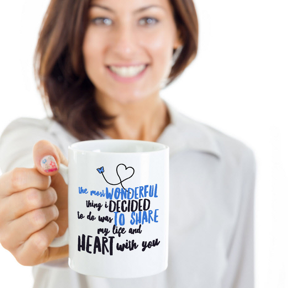 Valentines Day Or Anniversary Coffee Mug - Love Mug - Anniversary Gift -"The Most Wonderful Thing"