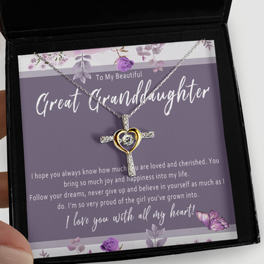 Necklace For Great Granddaughter. Grandkid Silver Jewelry For Birthday Or Christmas. Great Granddaughter Gift Card Keepsake From Grandparent - I Hope You Always Know How Much