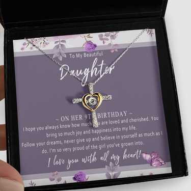 To My Daughter Necklace On 9th Birthday From Mom Or Dad. Gift For Girl 9th Birthday. Mom Daughter 9th Birthday Card. Gift For Daughter - I Hope You Always Know How Much