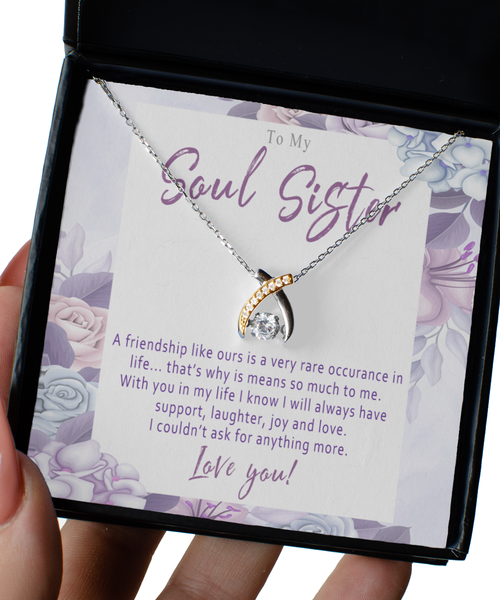 Soul Sister Necklace For Birthday Or Christmas. Soul Sister Best Friend Gift. To My Soul Sister Jewelry Card. Special Friend Gift For Bestie - A Friendship Like Ours
