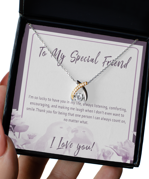 Special Friend Necklace Gift For Birthday Or Christmas. To My Best Friend Jewelry Card. Special Friend Gift For Soul Sister. Bestie Presents - Im So Lucky To Have You