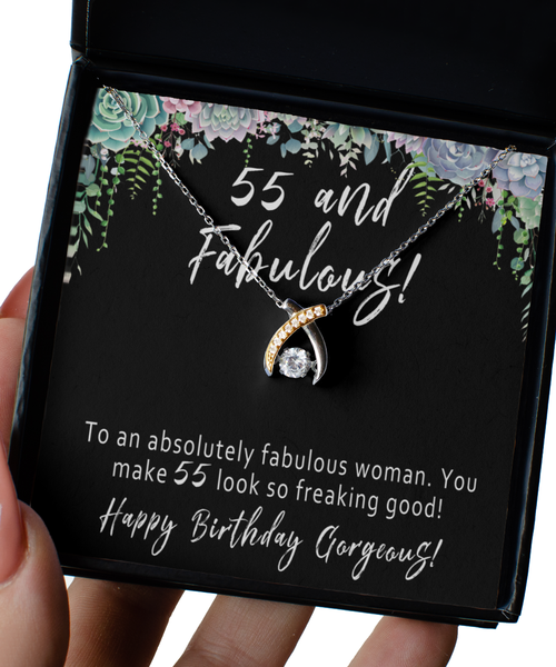 55th Birthday Gift For Women. 55th Birthday Necklace. Mom 55th Birthday Jewelry Card. Turning 55 Gift For Her. Fifty Five and Fabulous Present - To An Absolutely Fabulous Woman