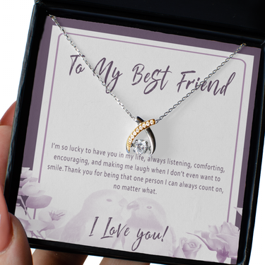 Best Friend Necklace Gift For Birthday Or Christmas. To My Best Friend Jewelry Card. Special Friend Gift For Soul Sister. Bestie Presents - Im So Lucky To Have You