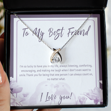 Best Friend Necklace Gift For Birthday Or Christmas. To My Best Friend Jewelry Card. Special Friend Gift For Soul Sister. Bestie Presents - Im So Lucky To Have You