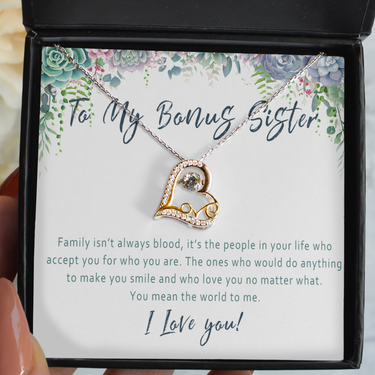 Bonus Sister Necklace Gift For Birthday Or Christmas. Unbiological Sister Gift For Her Birthday. Like A Sister. Bonus Sister Wedding Gift - Family Isn't Always Blood