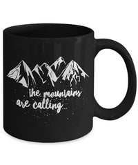 Load image into Gallery viewer, Mountain Climbing Coffee Mug - Hiking Mountaineering Wilderness Mug - &quot;The Mountains Are Calling&quot;
