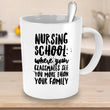 Nurse Coffee Mug - Funny Student Nurse Gift - "Nursing School - Where Your Classmates See You More"
