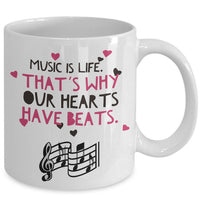Music Coffee Mug - Music Lover Gift - Music Teacher Gift - Music Notes Mug - "Music Is Life"