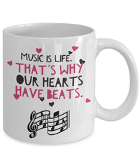 Load image into Gallery viewer, Music Coffee Mug - Music Lover Gift - Music Teacher Gift - Music Notes Mug - &quot;Music Is Life&quot;
