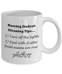 Load image into Gallery viewer, Student Nurse Coffee Mug - Funny Nursing Student Gift - &quot;Nursing Student House Cleaning Tips&quot;
