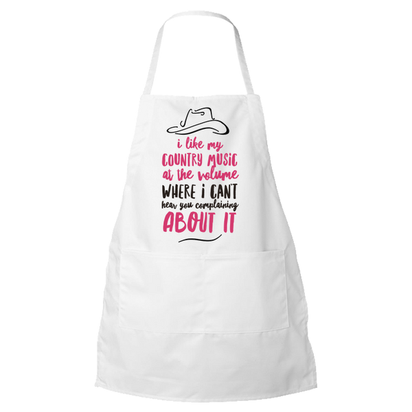 Country Music Apron - Funny Gift For Country Music Lovers - "I Like My Country Music At The Volume"