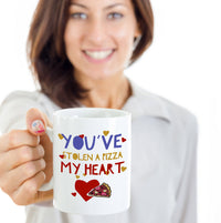 Load image into Gallery viewer, Valentines Day Or Anniversary Coffee Mug - Funny Anniversary Gift -&quot;You&#39;ve Stolen A Pizza My Heart&quot;
