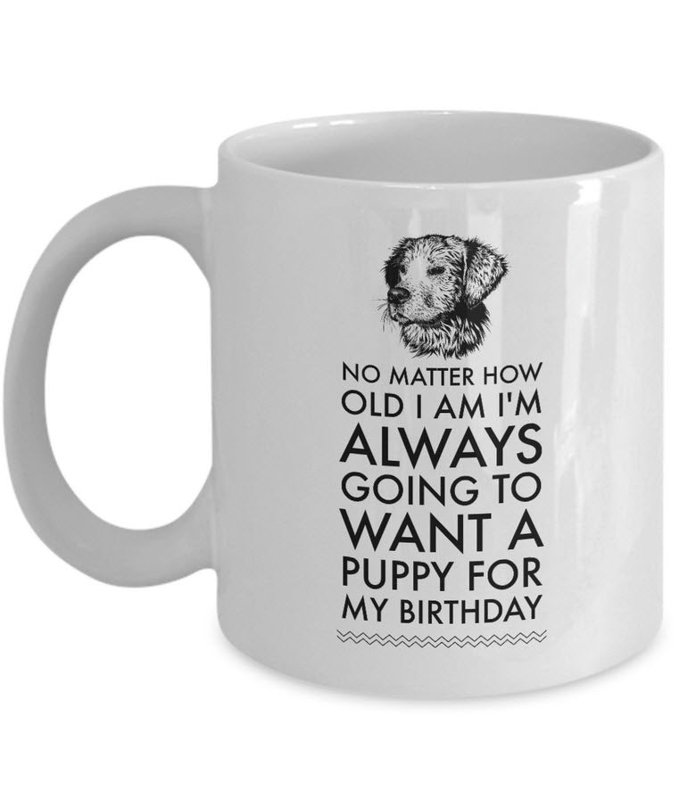Dog Coffee Mug - Birthday Gift For Dog Lovers - Dog Lover Present - "No Matter How Old I Am"