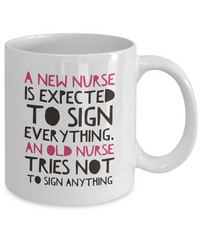 Load image into Gallery viewer, Nurse Coffee Mug - Funny Nursing Gift For Nurses - &quot;A New Nurse Is Expected To Sign Everything&quot;
