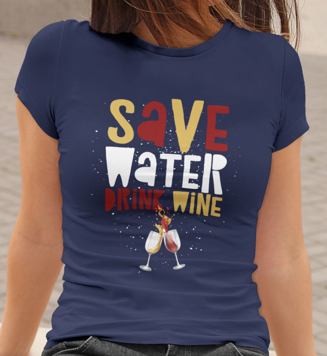 Funny Wine Shirt For Women Or Men - Save Water Drink Wine Shirt - Wine Lovers Gift - Womans Black Or Navy Wine Shirt - Gift For Wine Lover