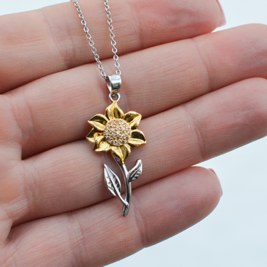 21st Birthday Sterling Silver Sunflower Necklace For Daughter From Dad. Daughter Jewelry Gift From Dad. 21st Birthday Gift For Daughter