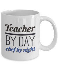Load image into Gallery viewer, Teacher Coffee Mug - Unique And Funny Gift For Teachers - &quot;Teacher By Day Chef By Night&quot;
