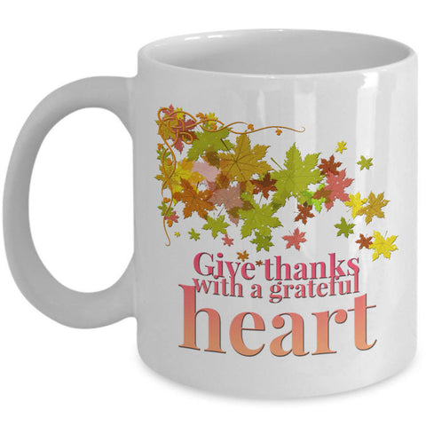 Thanksgiving Coffee Mug - Autumn Leaf Mug - Grateful Mug - 