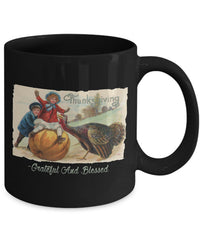 Load image into Gallery viewer, Thanksgiving Coffee Mug - Grateful Mug - Turkey Mug - Thanksgiving Gift - &quot;Grateful And Blessed&quot;
