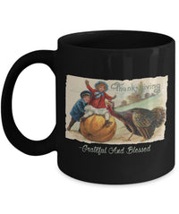 Load image into Gallery viewer, Thanksgiving Coffee Mug - Grateful Mug - Turkey Mug - Thanksgiving Gift - &quot;Grateful And Blessed&quot;
