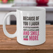 Valentines Day Or Anniversary Coffee Mug - Love Mug - Anniversary Gift Idea - "Because Of You"