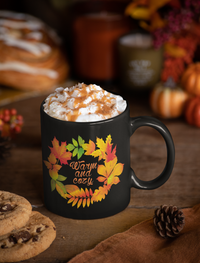 Load image into Gallery viewer, Fall Coffee Mug - Autumn Leaf Coffee Mug - Harvest Mug - &quot;Warm And Cozy&quot;
