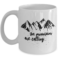 Mountain Climbing Coffee Mug - Hiking Mountaineering Wilderness Mug - "The Mountains Are Calling"