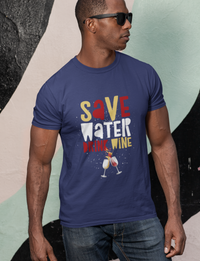 Load image into Gallery viewer, Funny Wine Shirt For Women Or Men - Save Water Drink Wine Shirt - Wine Lovers Gift - Womans Black Or Navy Wine Shirt - Gift For Wine Lover
