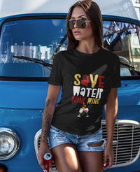 Load image into Gallery viewer, Funny Wine Shirt For Women Or Men - Save Water Drink Wine Shirt - Wine Lovers Gift - Womans Black Or Navy Wine Shirt - Gift For Wine Lover
